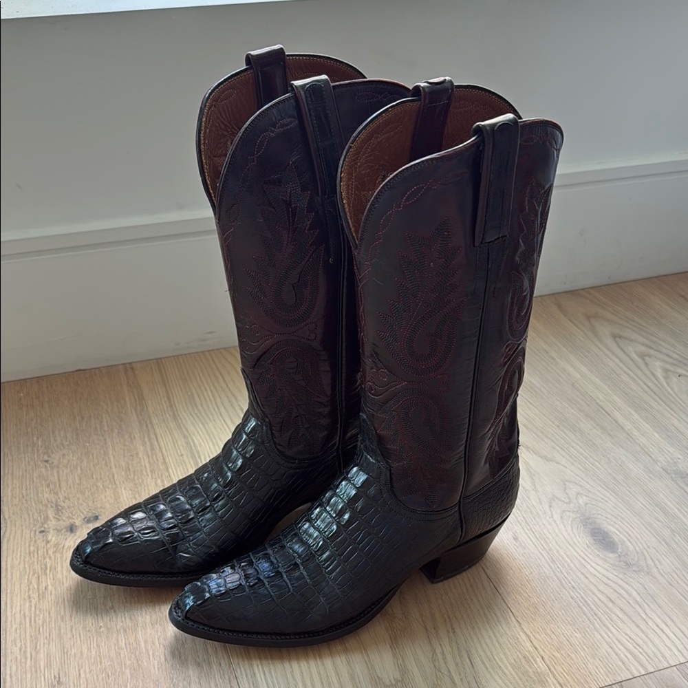 Black/Burgundy alligator Cowboy Boots
